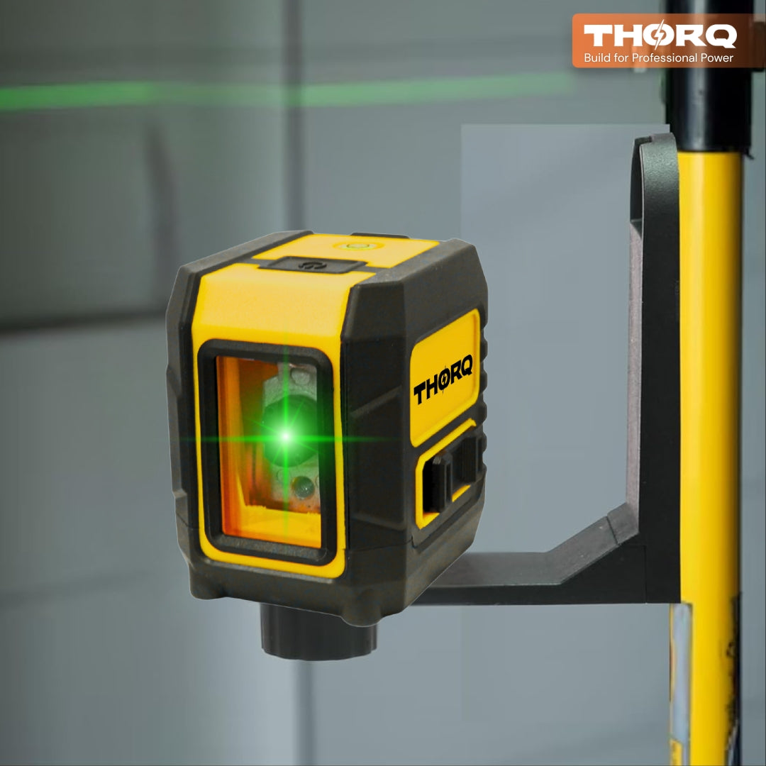 Green Laser Level 2 Cross Line (Horizontal + Vertical)- self Leveling 110° Laser Level (30m / 100ft)