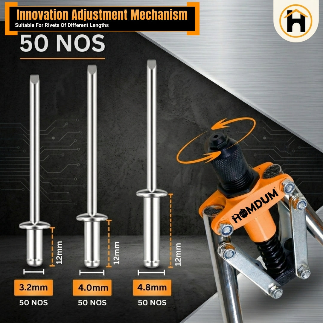HOMDUM 17 Inch Heavy Duty Double Handle Rivet Gun with Pop Rivets – Professional Blind Riveting Tool Kit