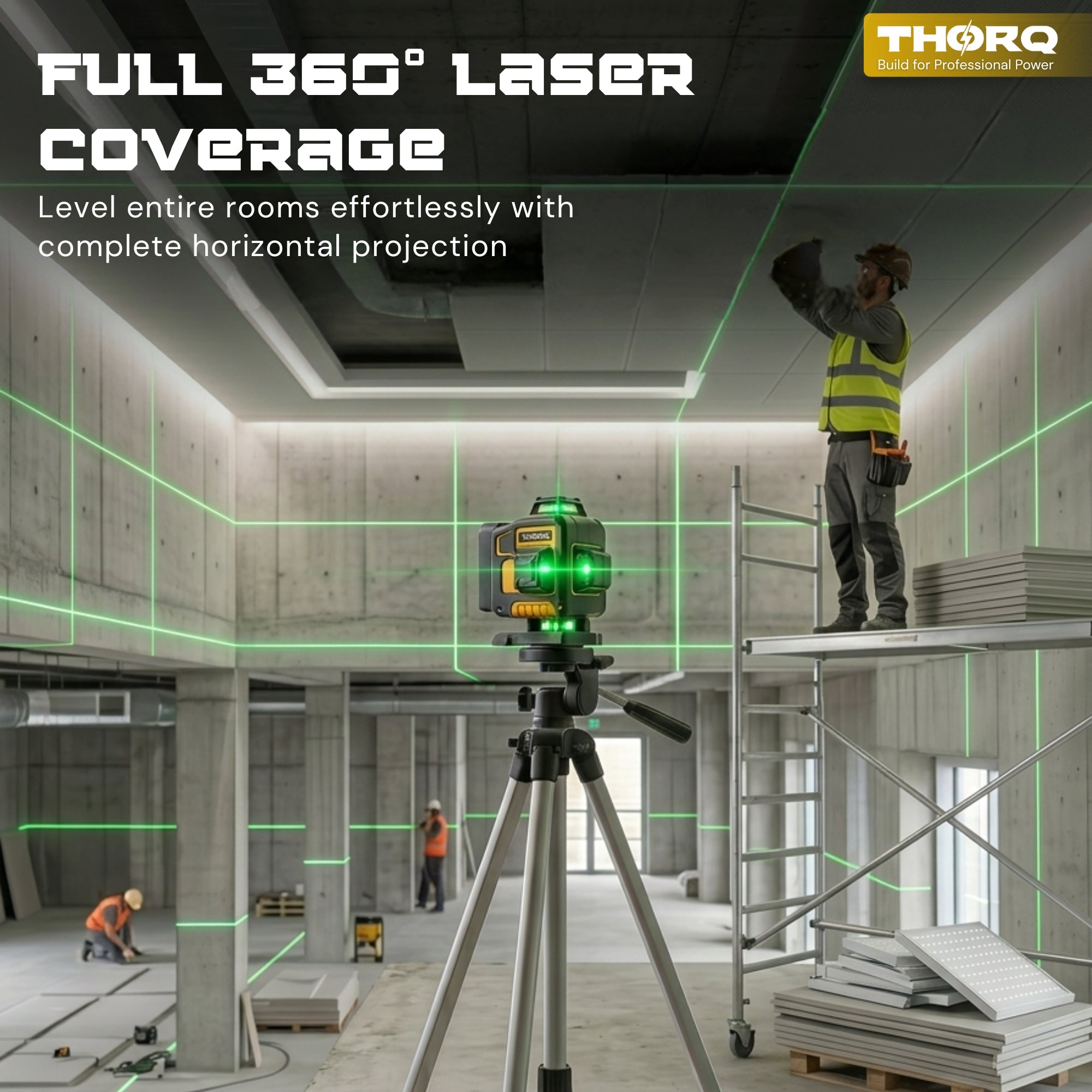 16 Line Laser Level 360 Self Leveling | 4x360° 4D Green Cross Line Laser