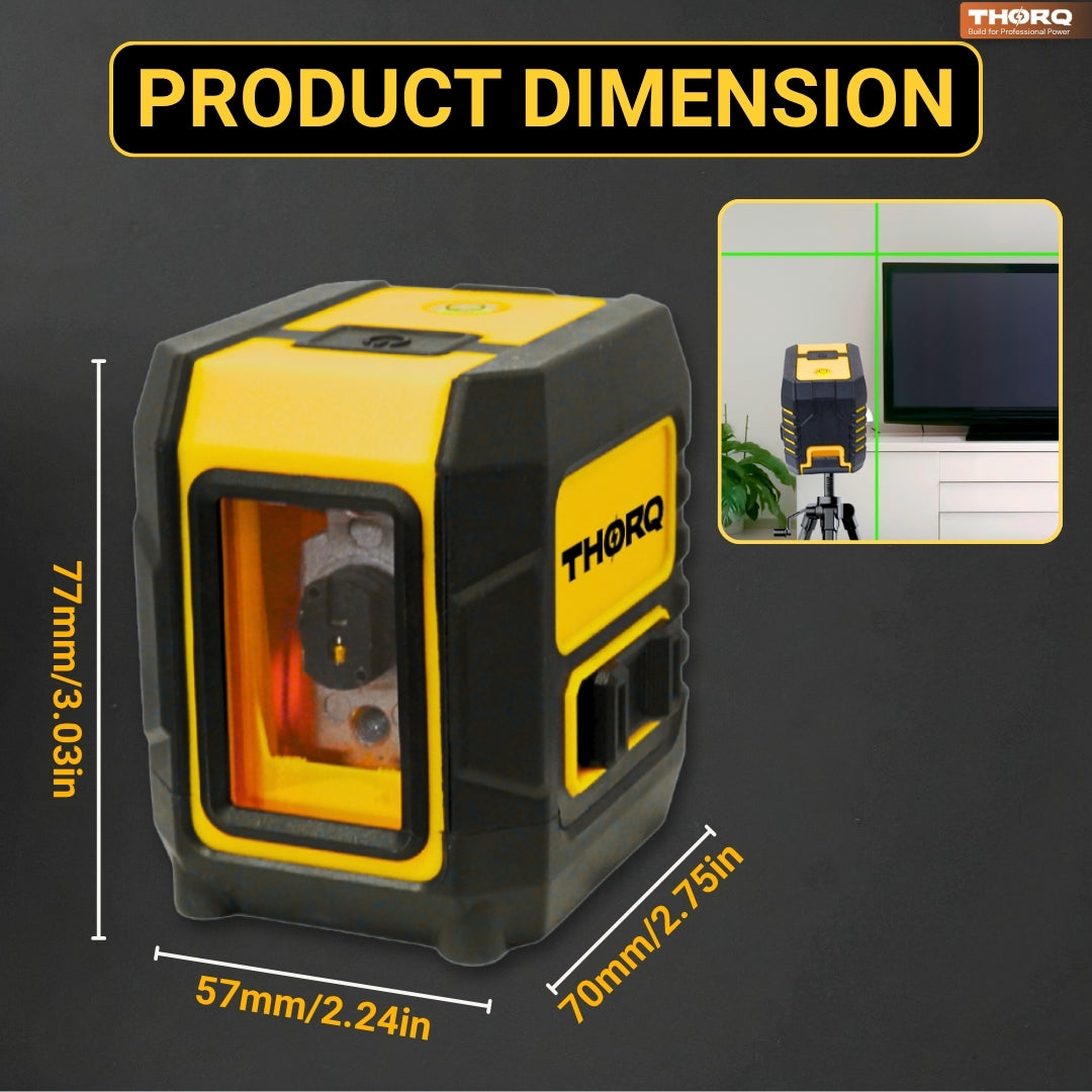 Green Laser Level 2 Cross Line (Horizontal + Vertical)- self Leveling 110° Laser Level (30m / 100ft)