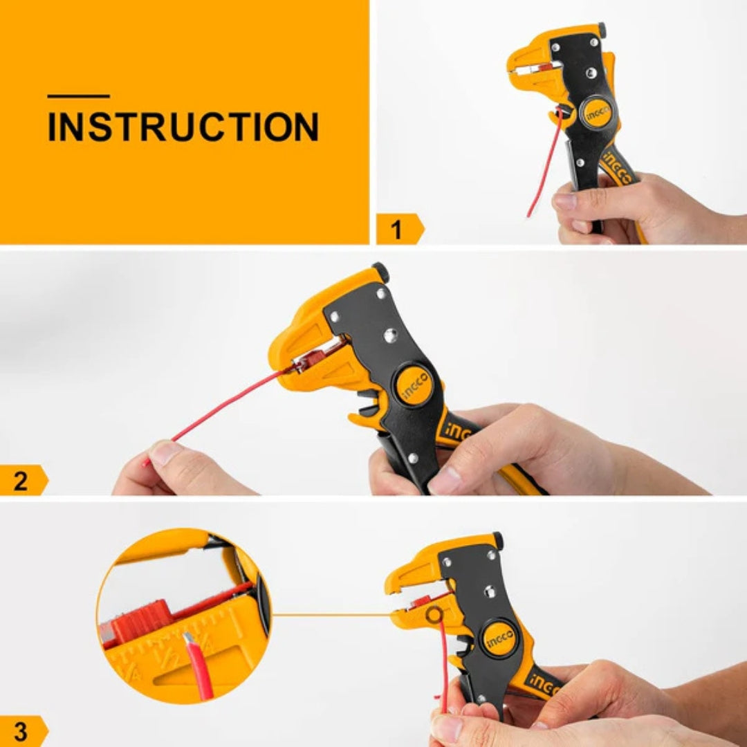 INGCO 2 in 1 Cable Wire Stripper & Cutter Tool for Electrical Repair - HWSP15608