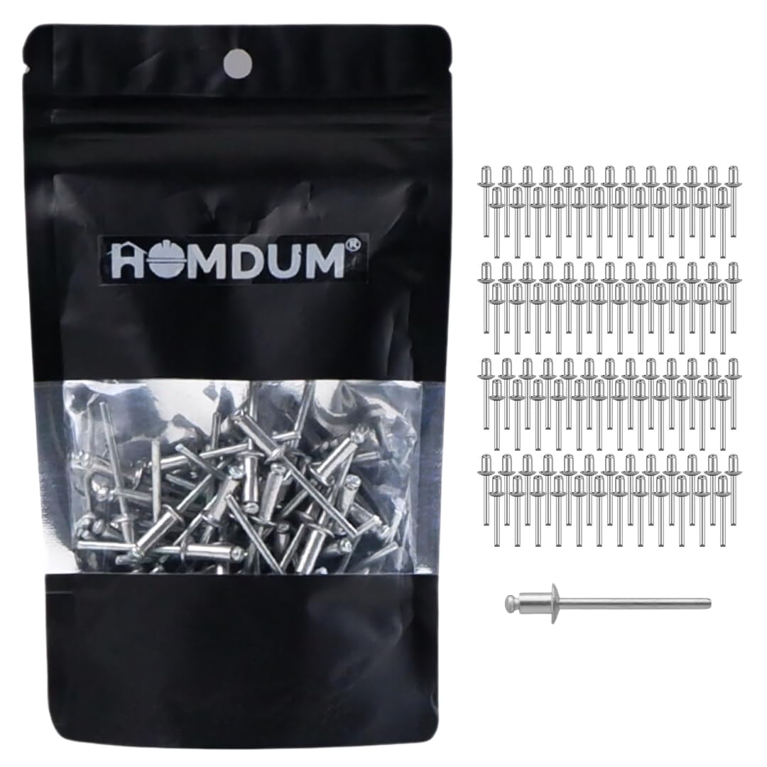 HOMDUM Aluminium Blind Rivet 3.2 x 12 mm – Metal POP Rivets for Riveting Gun/Riveter Machine Pack of 100 Pieces