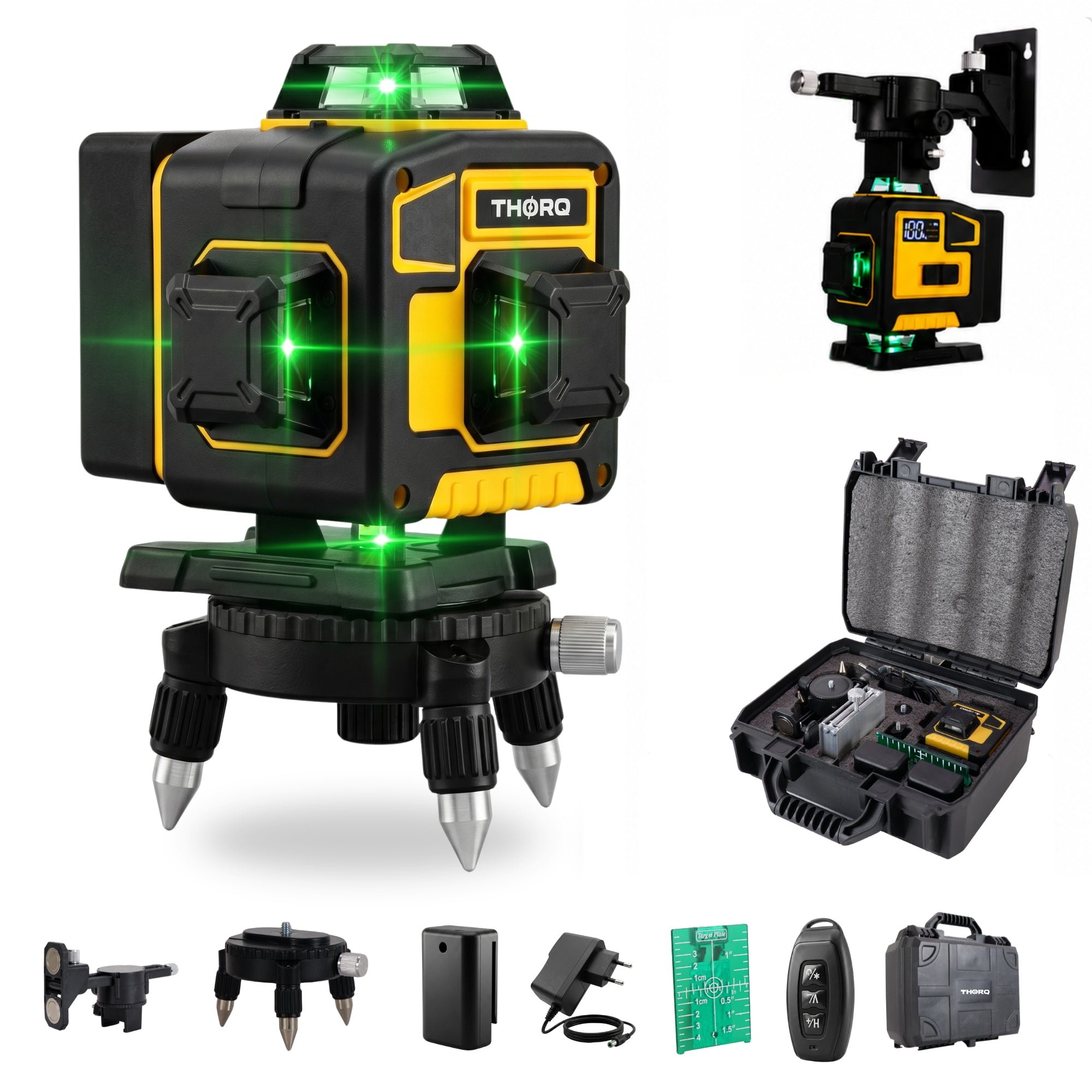 16 Line Laser Level 360 Self Leveling | 4x360° 4D Green Cross Line Laser