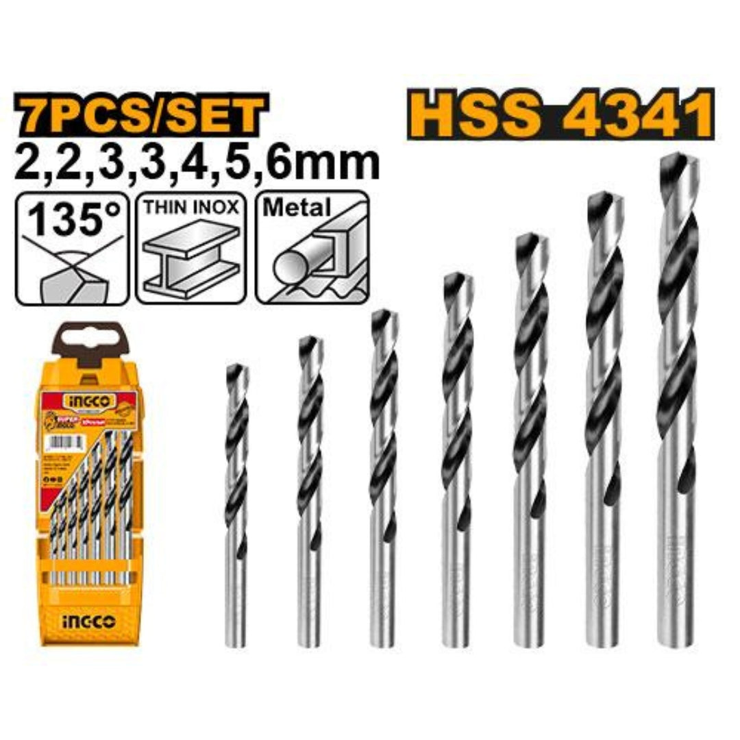 INGCO 7PCS HSS Twist Drill Bits Set – High Speed Steel Drill Bit Kit - AKD1075