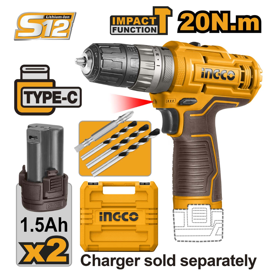 INGCO 12V Cordless Drill - CDLI12202