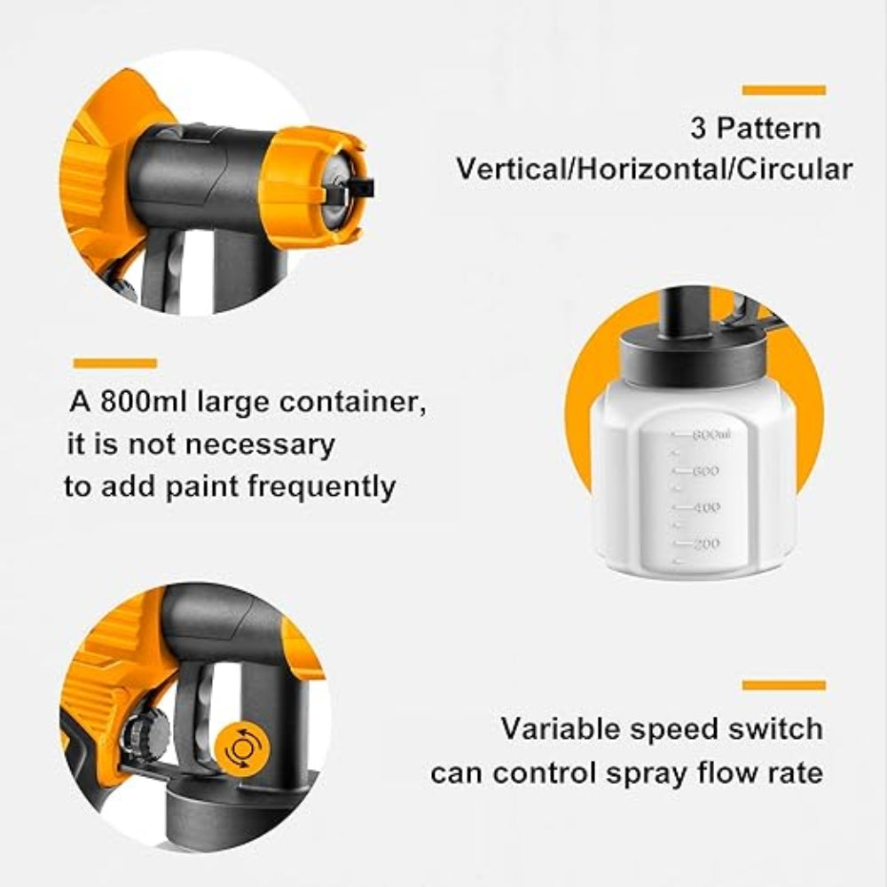 INGCO 450W Electric Paint Spray Gun | 800ml HVLP Paint Sprayer - SPG3508