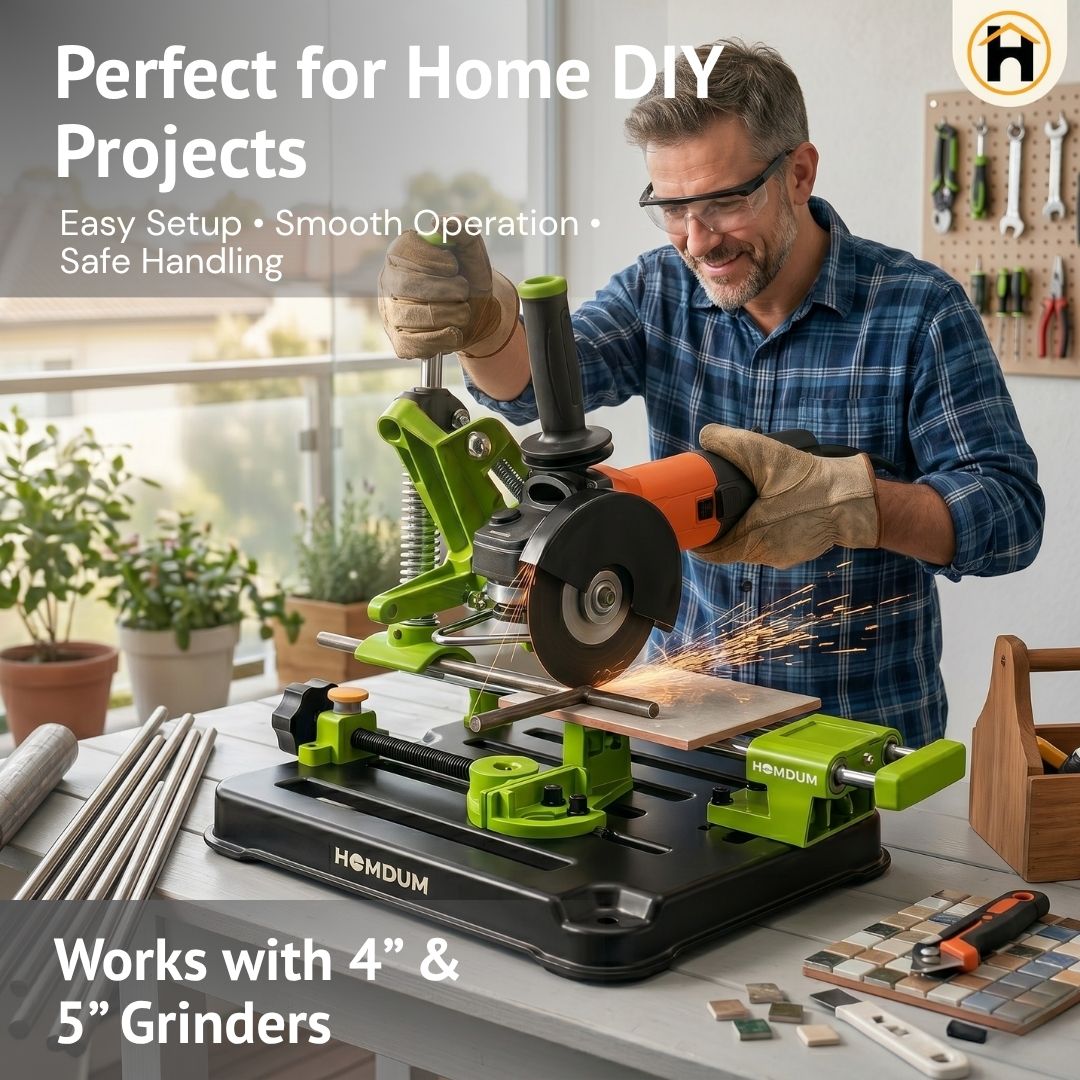 HOMDUM Angle Grinder Sliding Compound Saw Stand – Adjustable Cutting Stand for 100mm/125mm Angle Grinder | 150mm Clamping, 45° Angle Cutting Tool