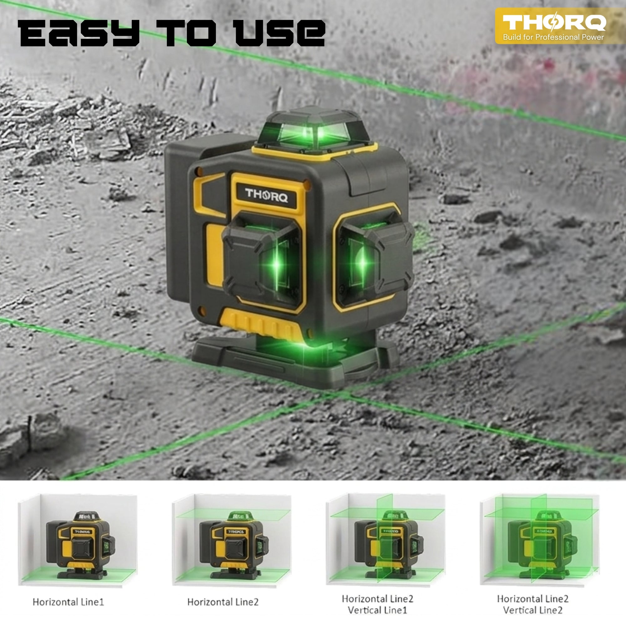 16 Line Laser Level 360 Self Leveling | 4x360° 4D Green Cross Line Laser