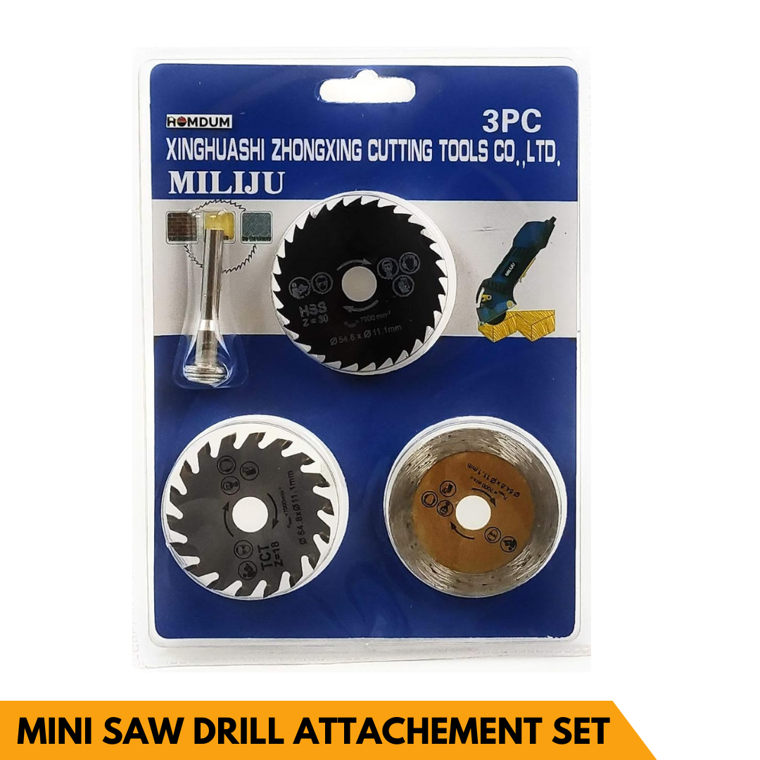 3 pc Mini Saw Drill Attachment Set