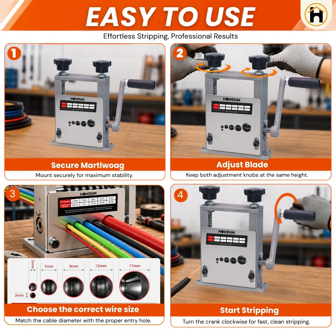 HOMDUM 6-in-1 Manual Wire Stripper Machine