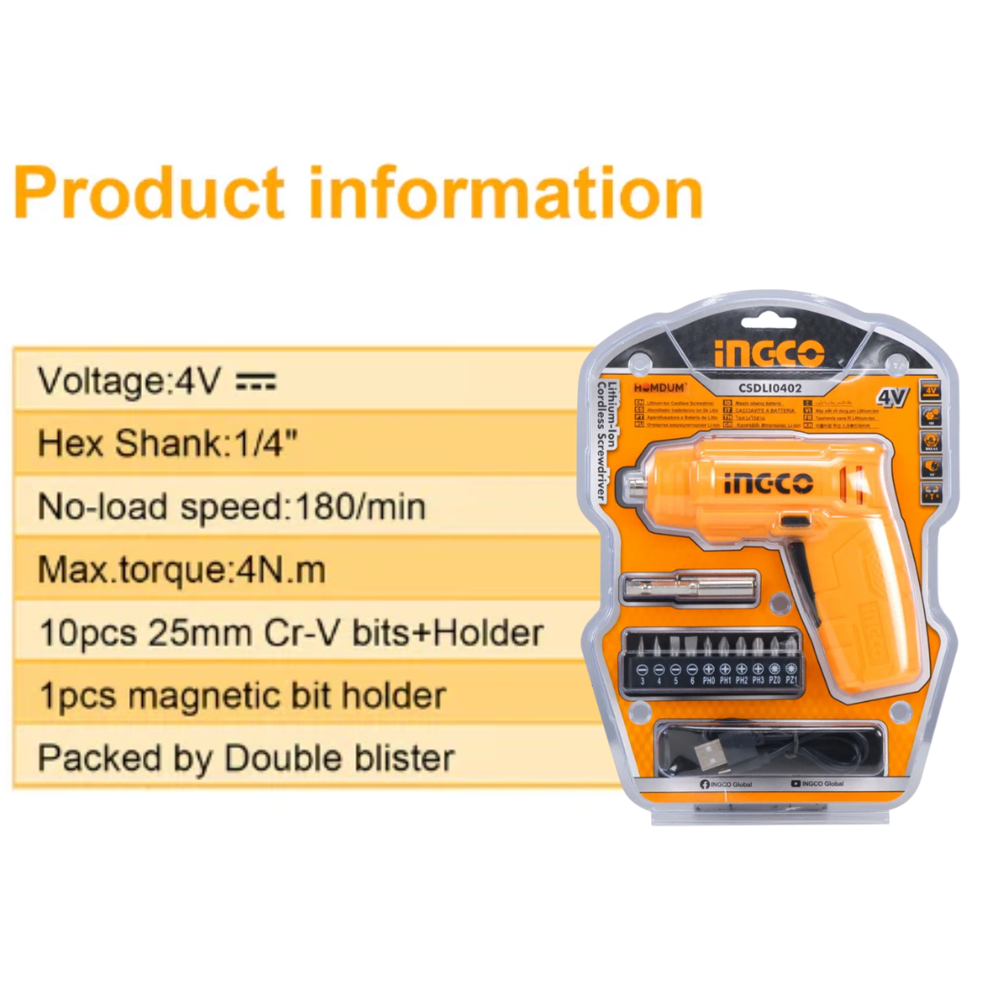 CSDLI0402 INGCO CORDLESS SCREWDRIVER