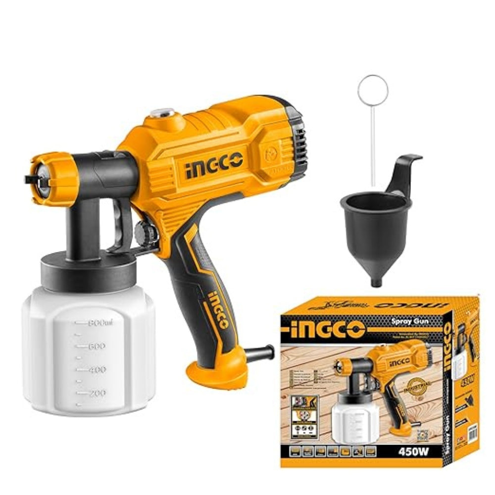 INGCO 450W Electric Paint Spray Gun | 800ml HVLP Paint Sprayer - SPG3508