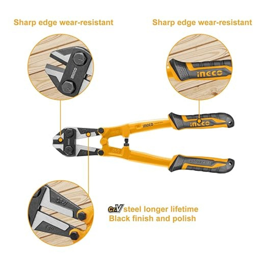 INGCO 14 Inch Bolt Cutter with Cr-Mo Blade & TPR Handle - HBC0814