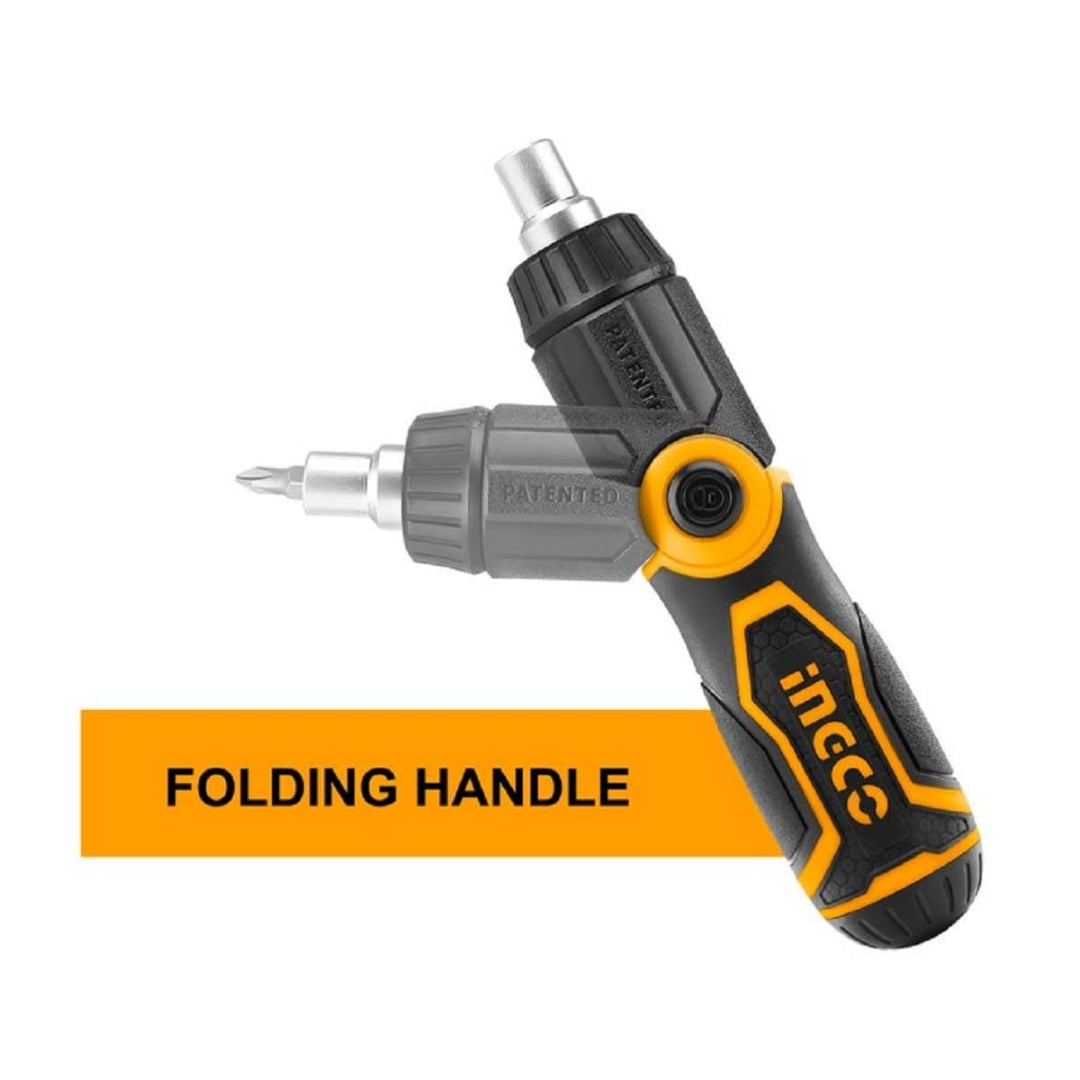 INGCO AKISD1208 13-in-1 Ratchet Screwdriver Set with Folding Handle & CR-V Bits - AKISD1208