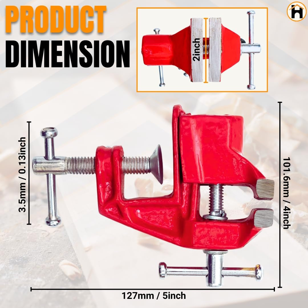 HOMDUM 3 Inch Cast Iron Steel Baby Vice Clamp – Heavy Duty Mini Table Vise for Woodworking & DIY Use