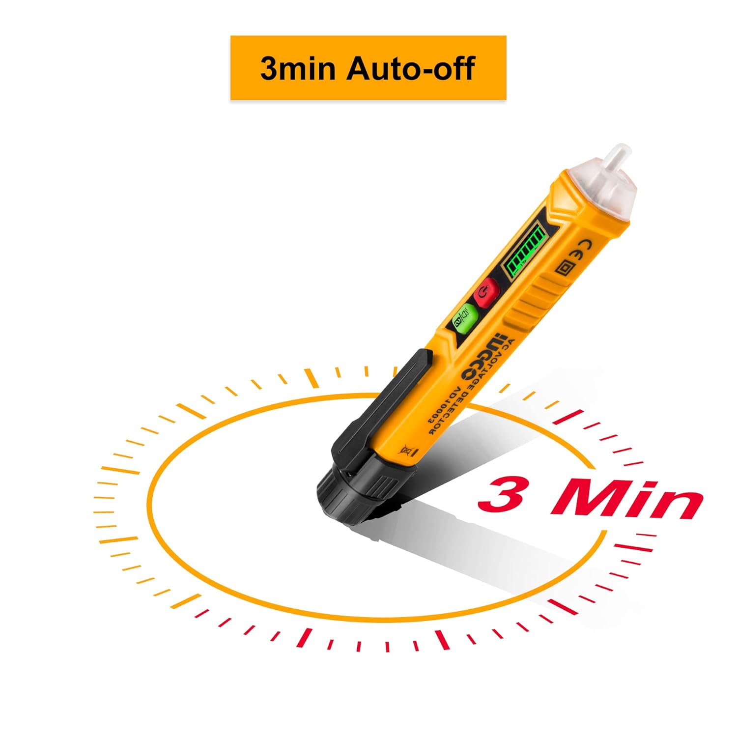 INGCO AC Voltage Detector, Non-Contact Voltage Tester, 12-1000V AC Voltage Detector Pen, Sound and light Alarm,Circuit Tester Tool with LED, Auto power off VD10003