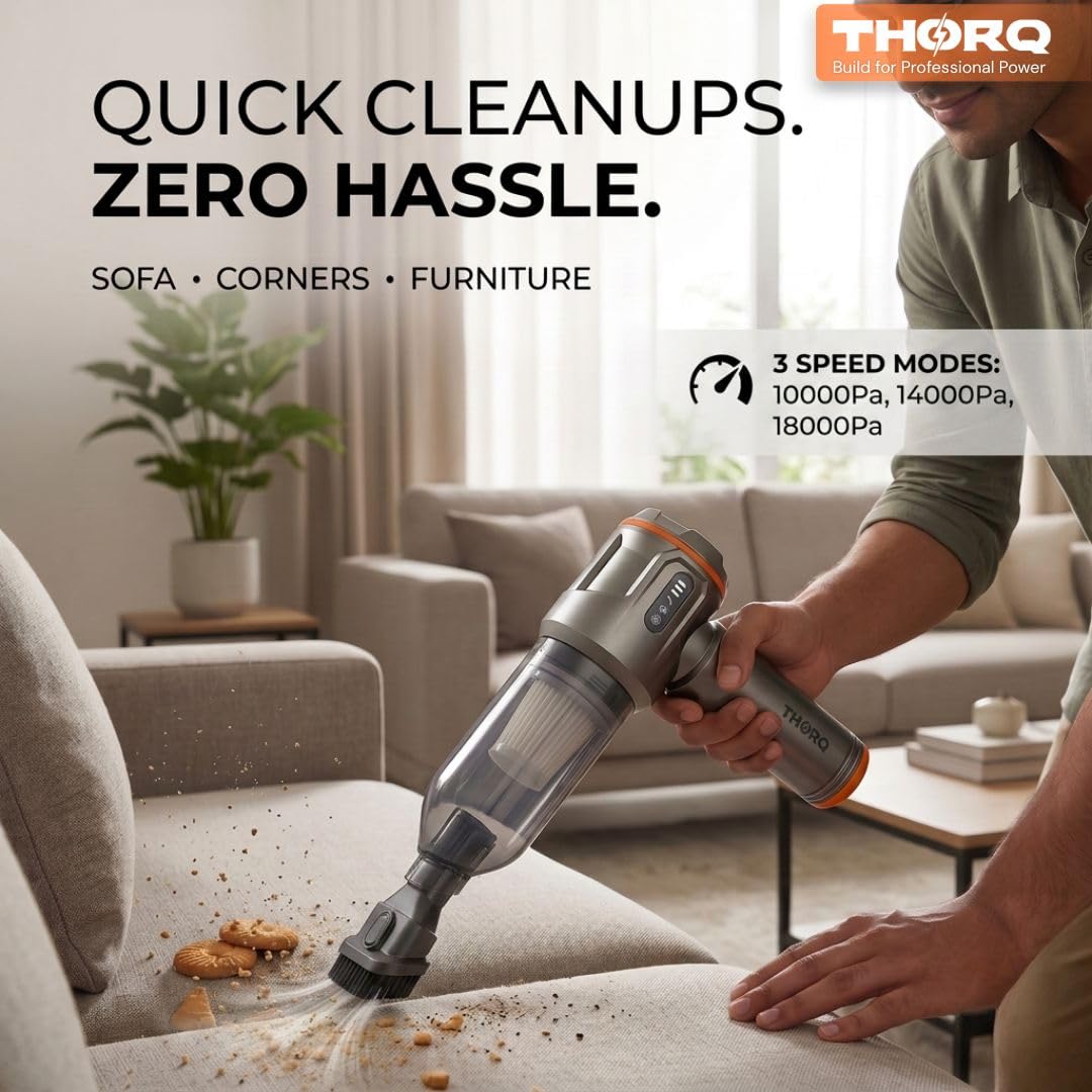Cordless Vacuum Cleaner & Blower for Home & Car | 18,000Pa Suction | BLDC Motor | 6000mAh Rechargeable Battery | 3-Speed Portable Handheld Vacuum for Sofa, Curtains & Car Interior