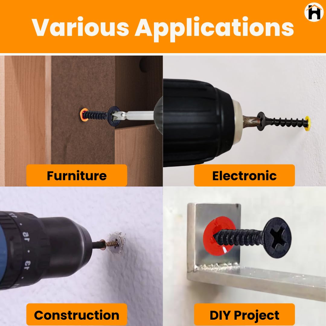 HOMDUM ASSORTED BLACK DRY WALL SCREWS WITH NYLON PLUGS/GITTI