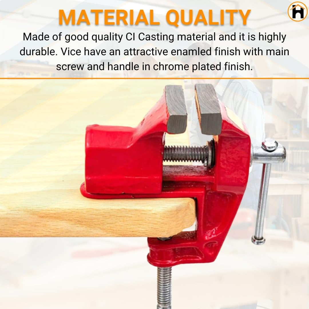 HOMDUM 3 Inch Cast Iron Steel Baby Vice Clamp – Heavy Duty Mini Table Vise for Woodworking & DIY Use