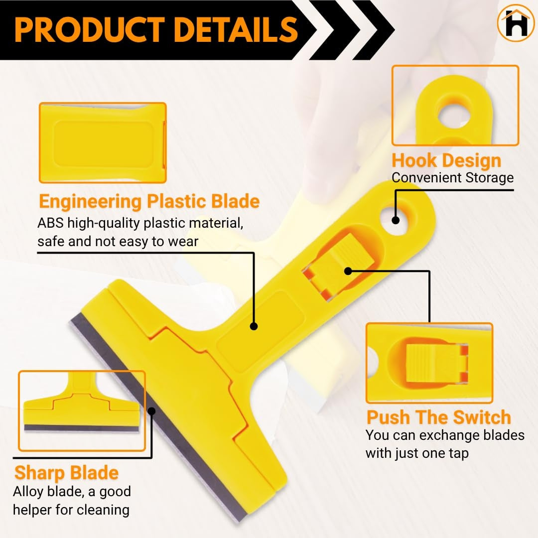 HOMDUM Razor Scraper with ABS Plastic Handle – Heavy Duty Blade Scraper for Glass, Tiles & Adhesive Removal