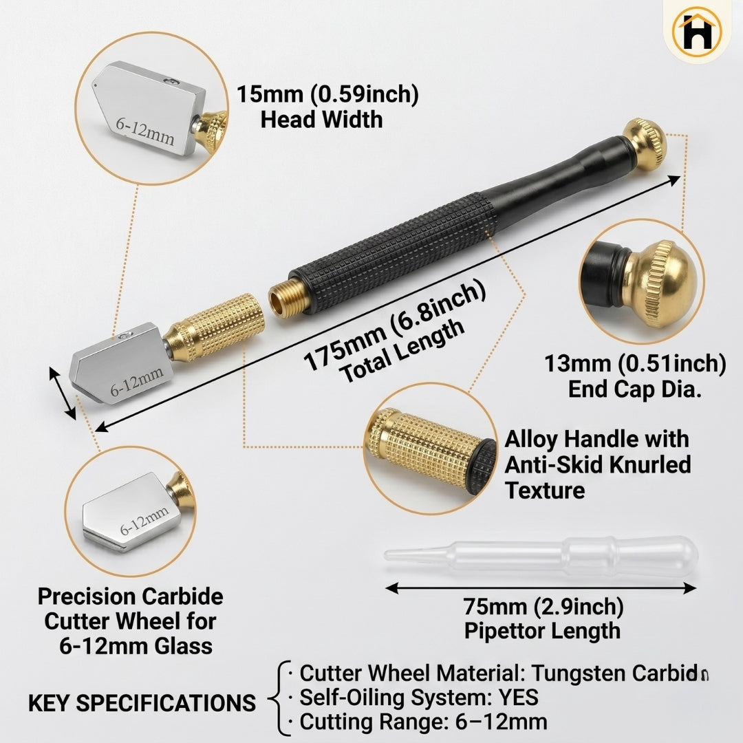 HOMDUM Glass Cutter Pen for Precision Glass Cutting up to 10mm