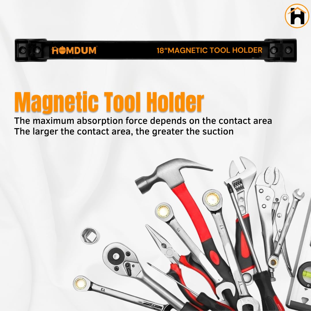 HOMDUM 18 Inch Magnetic Tool Holder Rack – Heavy Duty Metal Magnetic Tool Organizer Bar