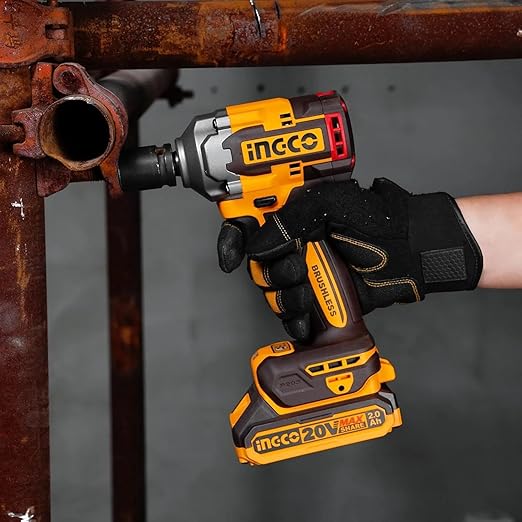 INGCO 20V Cordless Impact Wrench Kit – 400Nm Brushless Tool Set with LED Work Light - COSLI23048