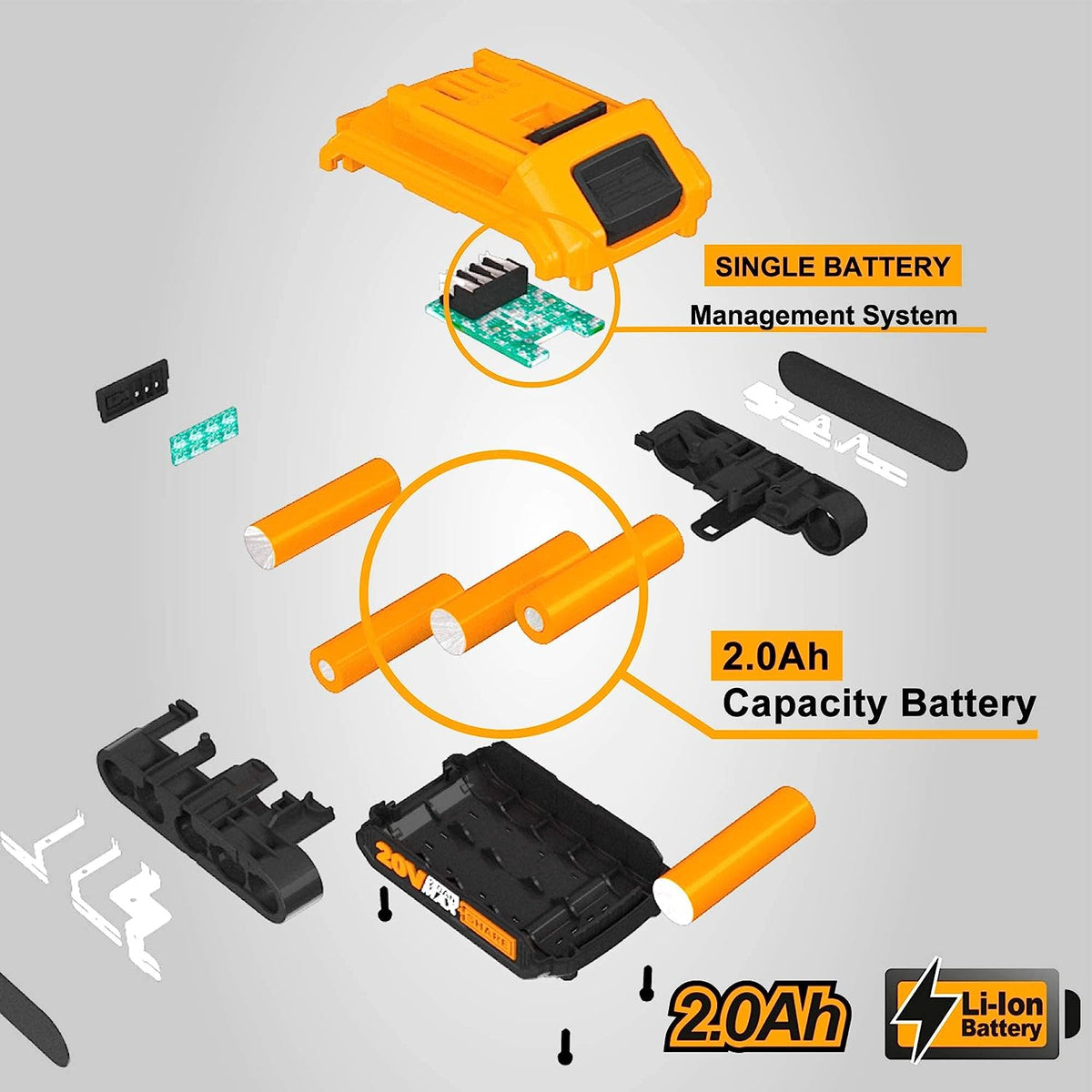 INGCO 20V 2.0Ah Lithium-ion battery pack - FBLI20011