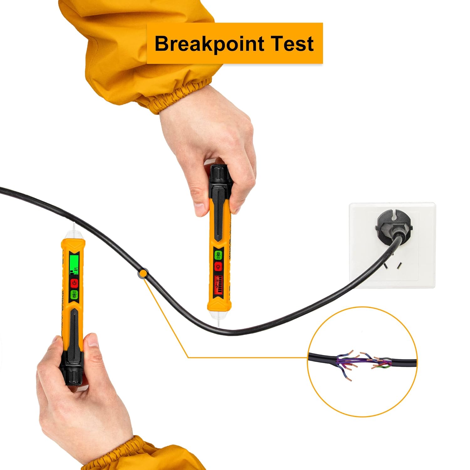 INGCO AC Voltage Detector, Non-Contact Voltage Tester, 12-1000V AC Voltage Detector Pen, Sound and light Alarm,Circuit Tester Tool with LED, Auto power off VD10003