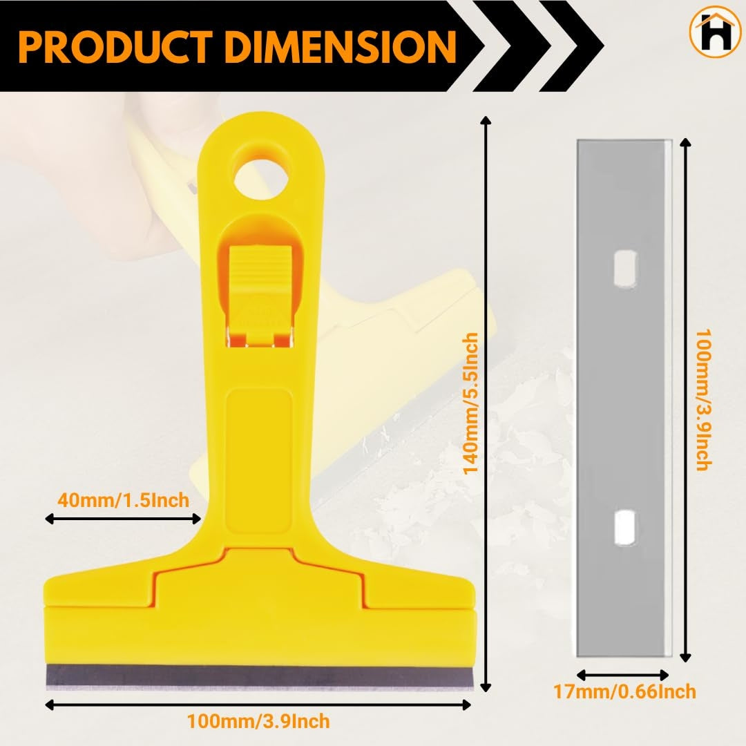 HOMDUM Razor Scraper with ABS Plastic Handle – Heavy Duty Blade Scraper for Glass, Tiles & Adhesive Removal
