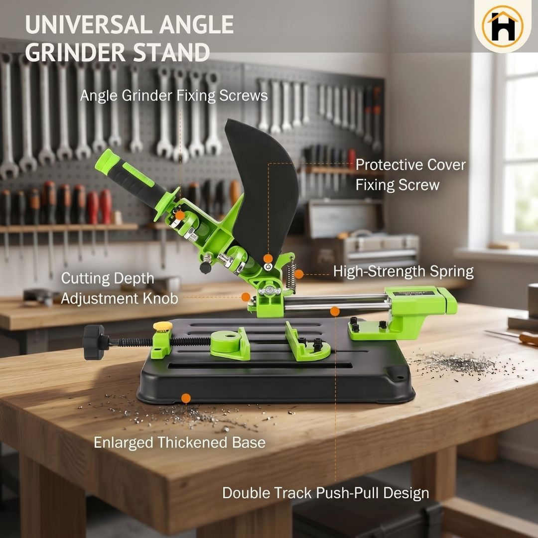 HOMDUM Angle Grinder Sliding Compound Saw Stand – Adjustable Cutting Stand for 100mm/125mm Angle Grinder | 150mm Clamping, 45° Angle Cutting Tool
