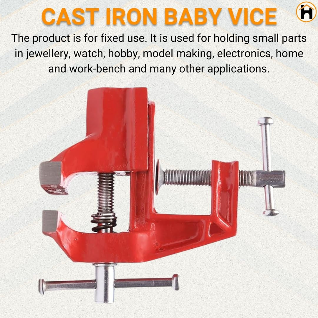 HOMDUM 3 Inch Cast Iron Steel Baby Vice Clamp – Heavy Duty Mini Table Vise for Woodworking & DIY Use