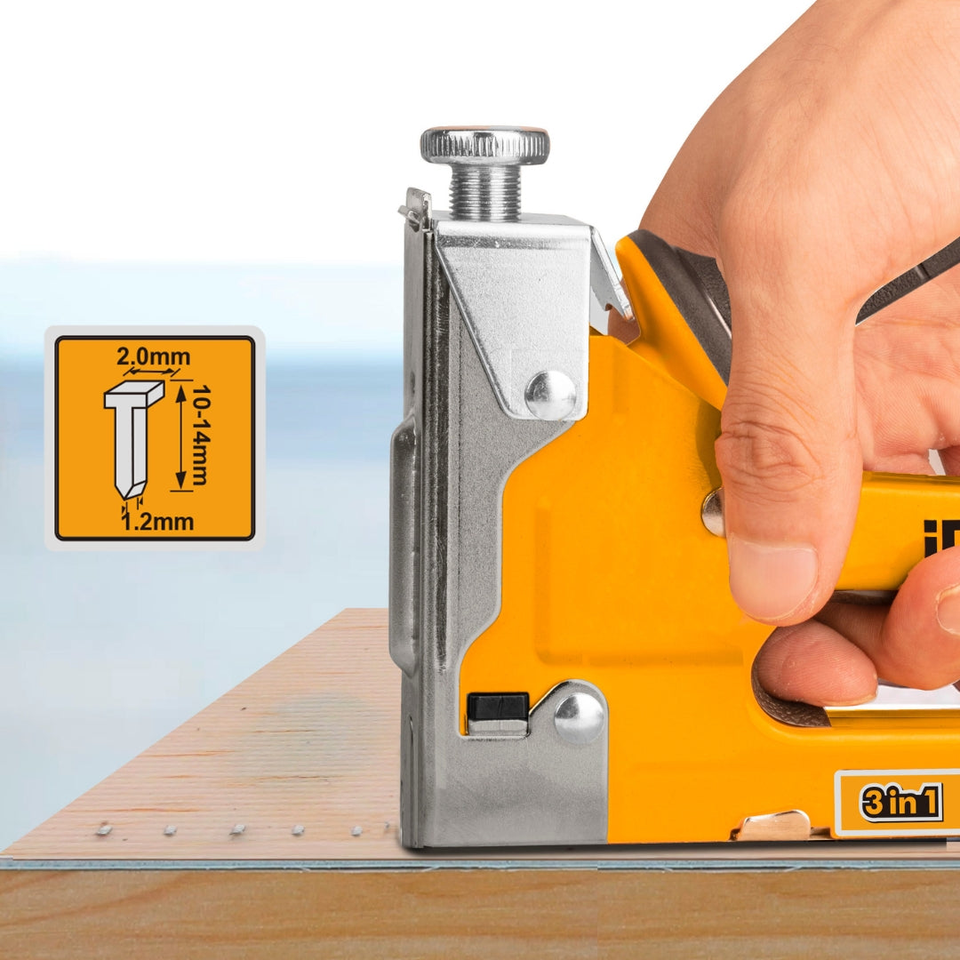 INGCO 3 in 1 Staple Gun – Heavy Duty Manual Stapler for Upholstery, Wood & DIY Use - HSG1405
