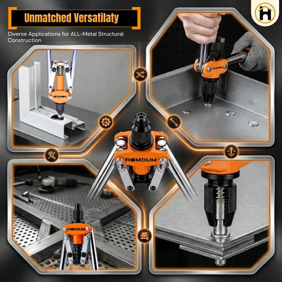 HOMDUM 17 Inch Heavy Duty Double Handle Rivet Gun with Pop Rivets – Professional Blind Riveting Tool Kit