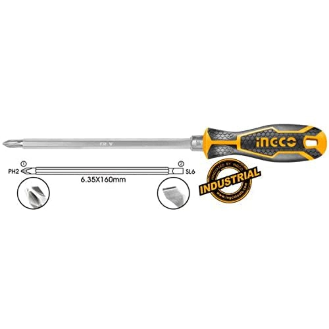 INGCO 2 IN 1 Screwdriver Set – CR-V PH2 + SL6 Interchangeable Screwdriver - AKISD0201 I