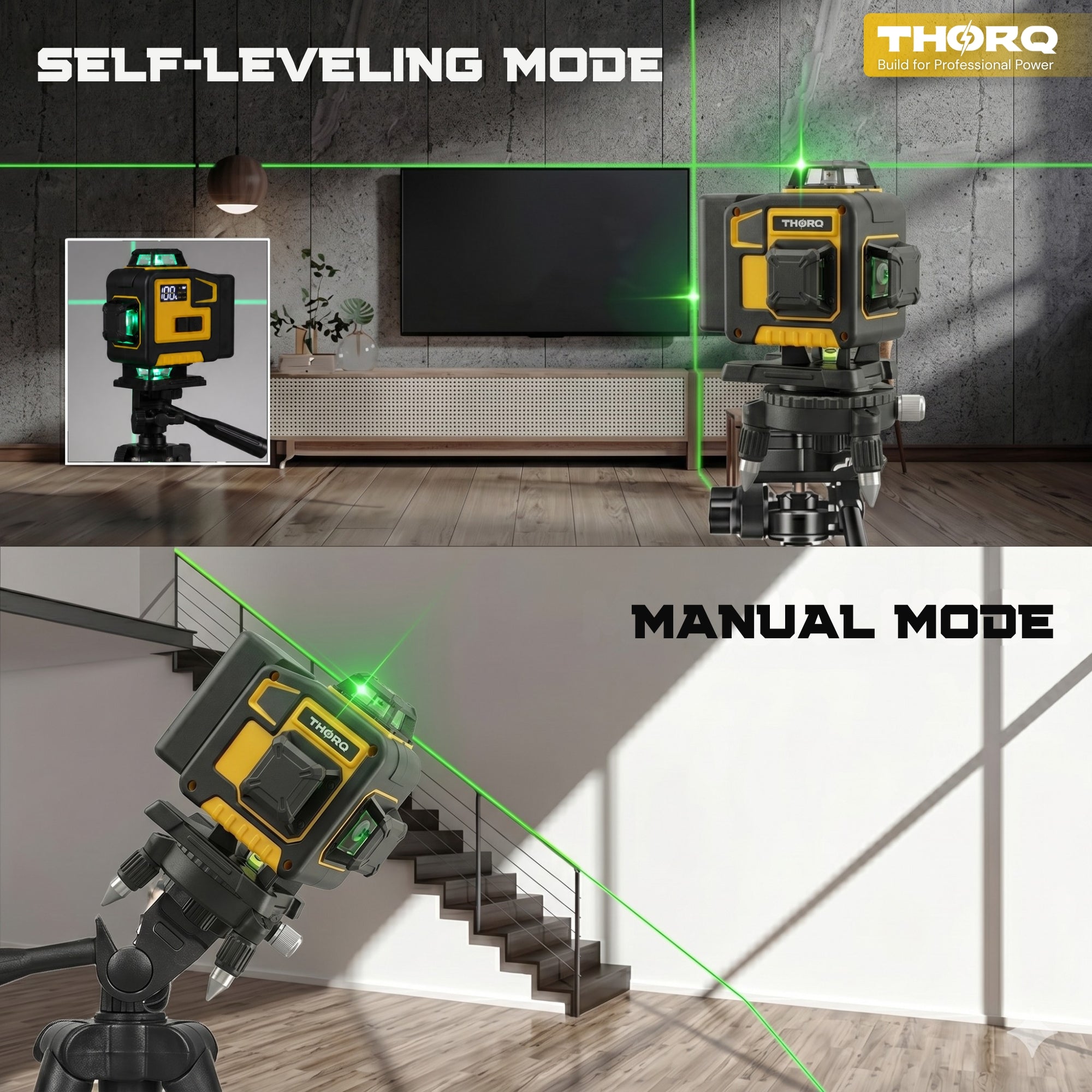 16 Line Laser Level 360 Self Leveling | 4x360° 4D Green Cross Line Laser