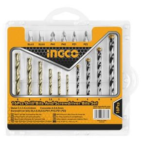 AKSDB9165 INGCO 16 PCS DRILL BITS & SCREWDRIVER BITS SET