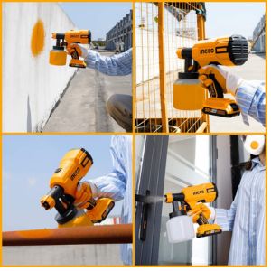 INGCO CSGLI2001 Cordless Spray Gun, 20V Lithium-Ion Paint Sprayer, 800ml | 600 Ml/min