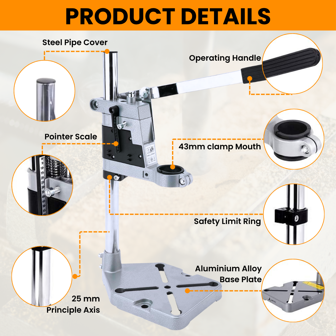 Drill Machine Stand 500mm- Heavy Cast Iron Base