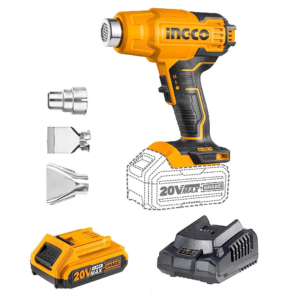 INGCO Cordlesss Hot Air Gun, Heat Gun With 3 Pcs nozzles, With Battery and Charger, with Overload Protection for Crafts, Shrink PVC, Cell Phone Repairs, Removing Paint or Floor Tiles HGLI2002