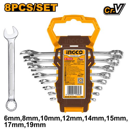 INGCO 8 Pcs Combination Spanner Set – Professional Hand Tool Kit - HKSPA1088