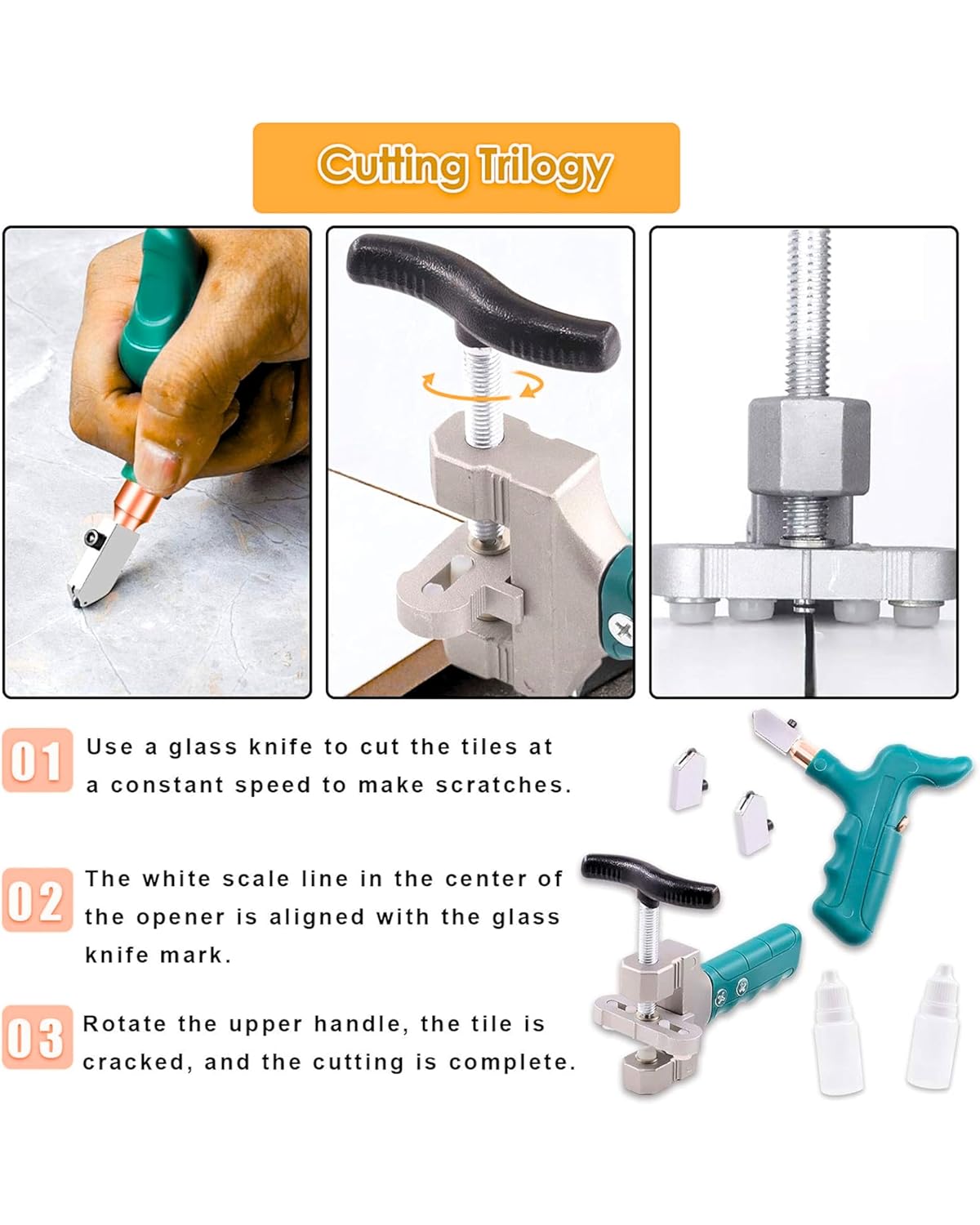HOMDUM 2 IN 1 GLASS TILE CUTTER TOOL KIT