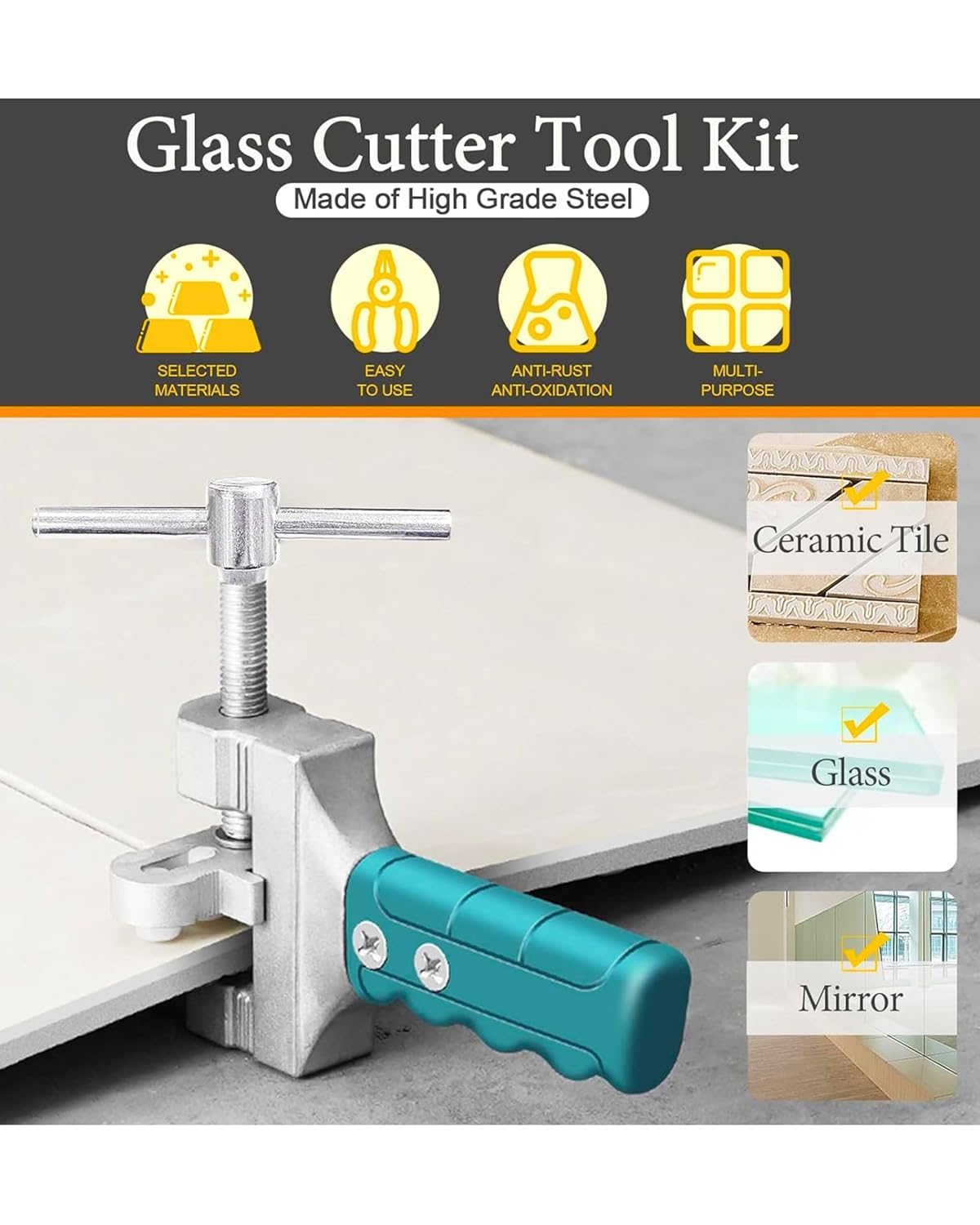 HOMDUM 2 IN 1 GLASS TILE CUTTER TOOL KIT