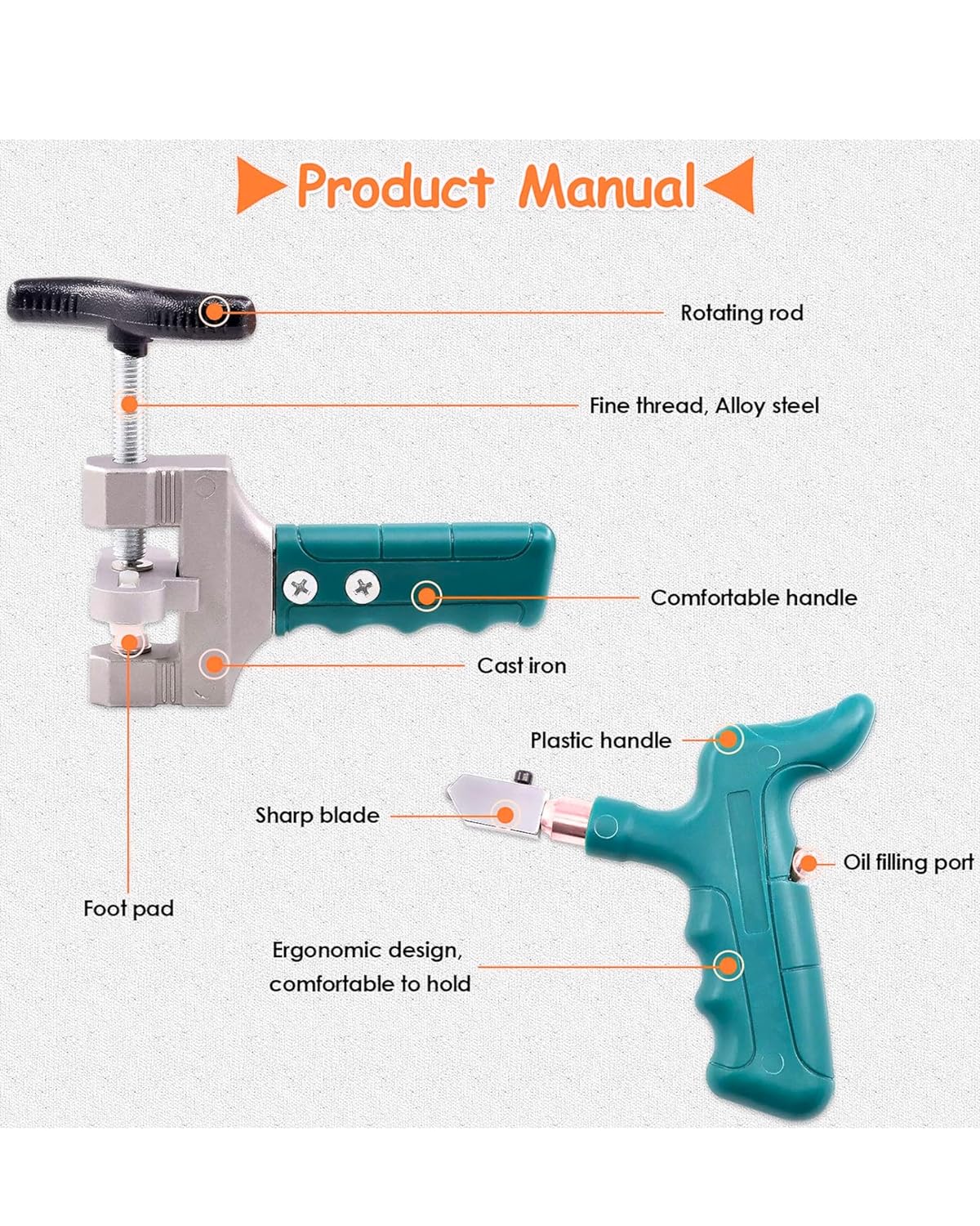 HOMDUM 2 IN 1 GLASS TILE CUTTER TOOL KIT