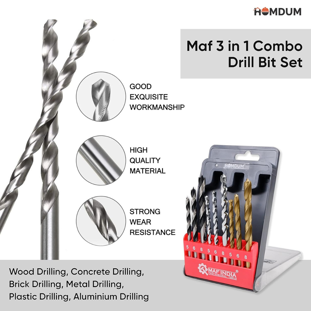 Homdum 3 in 1 Combo Drill Bit Set