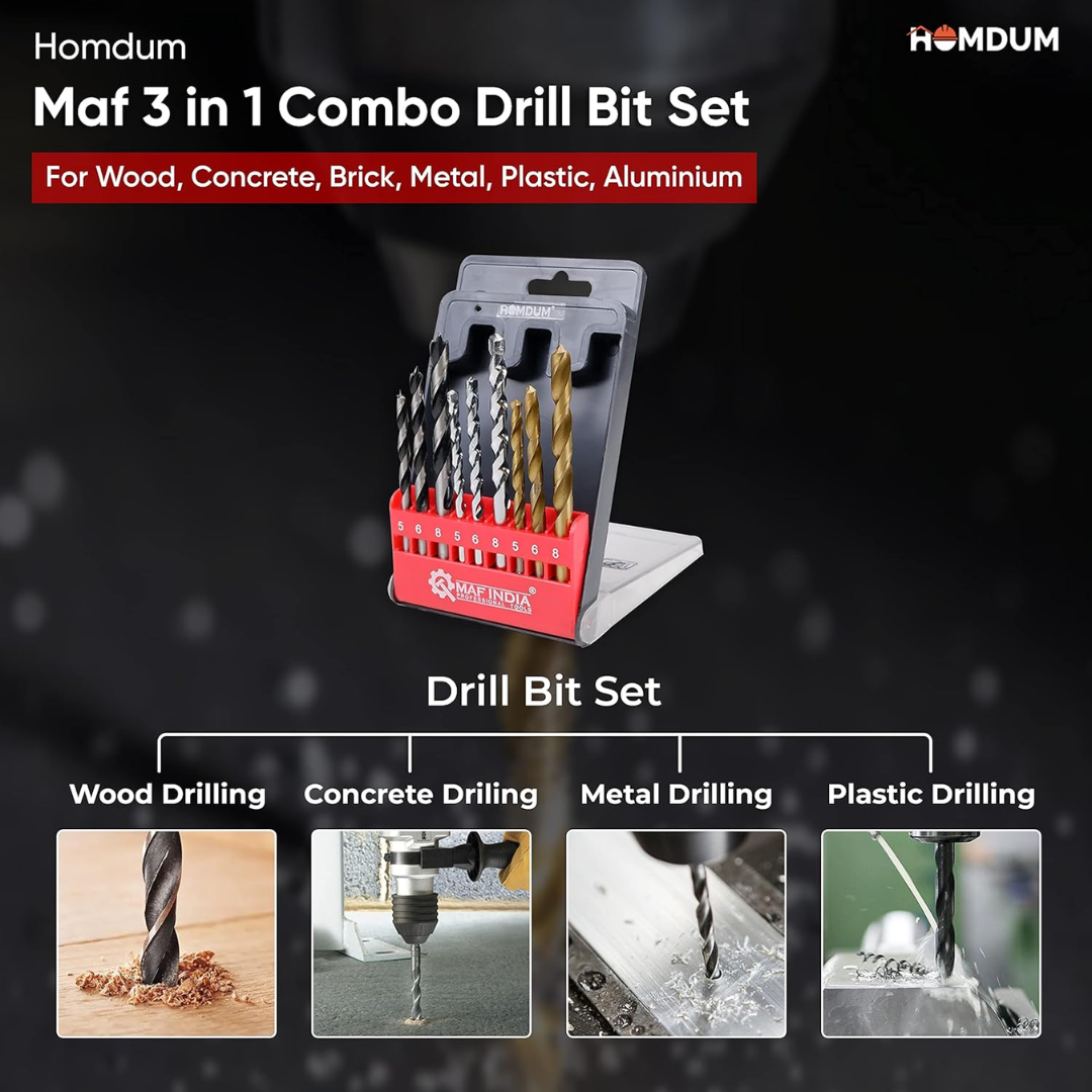 Homdum 3 in 1 Combo Drill Bit Set