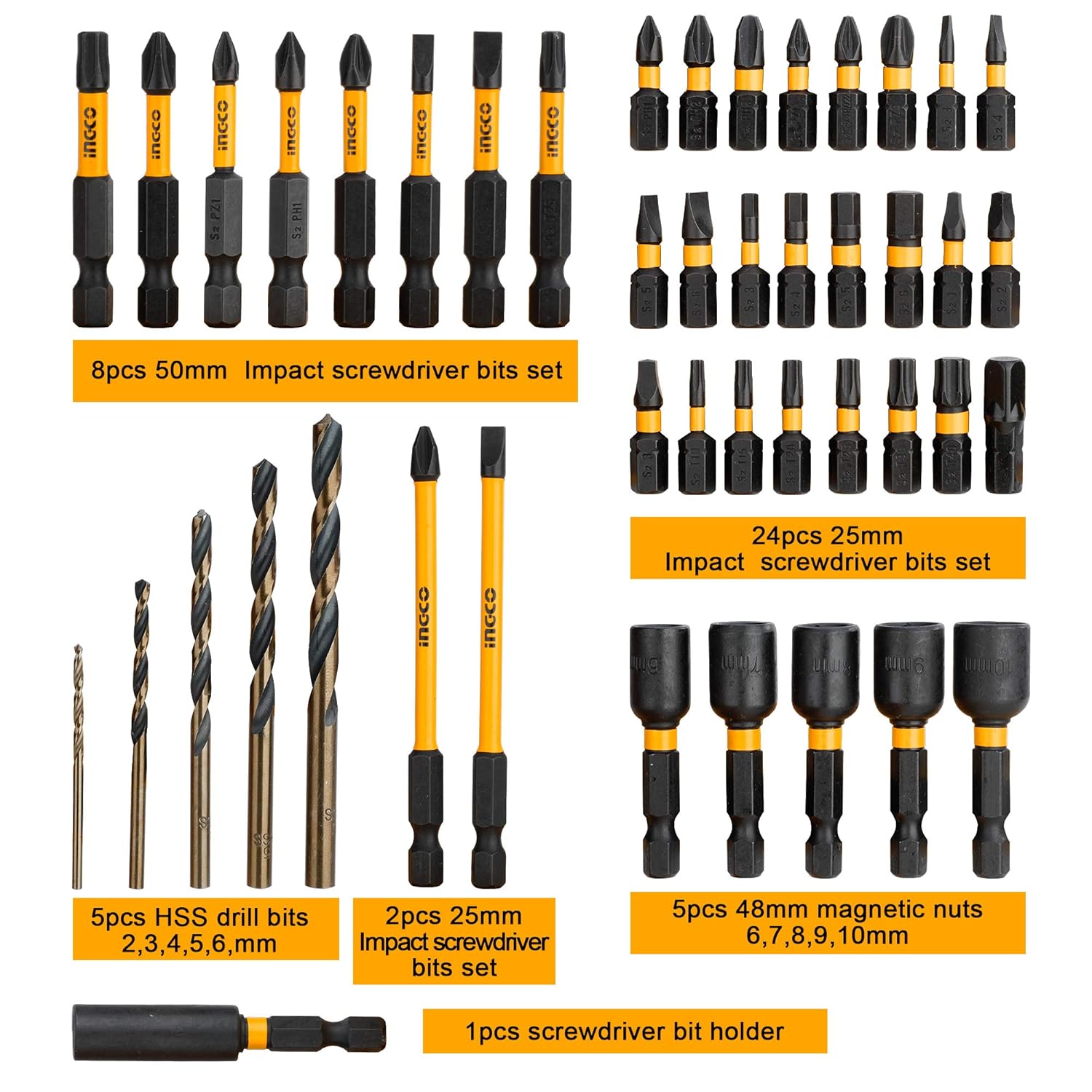 INGCO 45 Pcs impact screwdriver bit set AKDL24502