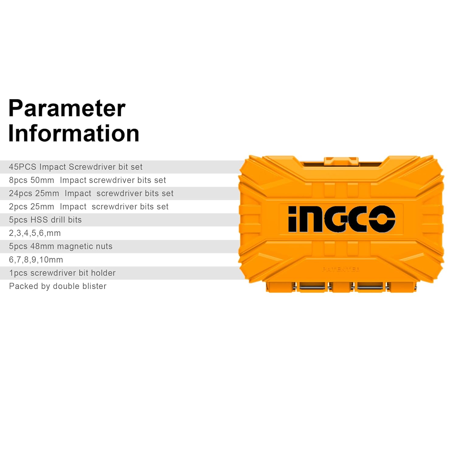 INGCO 45 Pcs impact screwdriver bit set AKDL24502