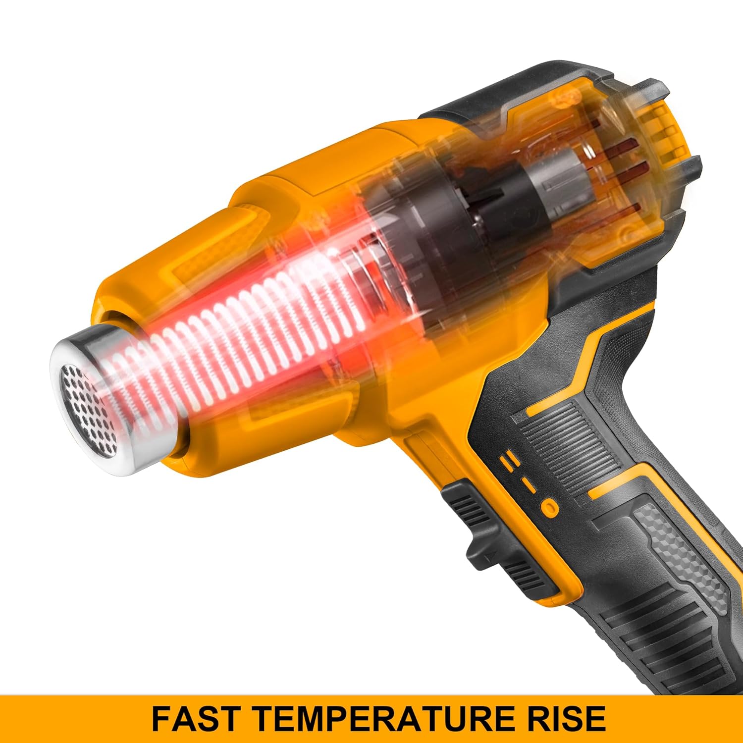 INGCO Cordlesss Hot Air Gun, Heat Gun With 3 Pcs nozzles, With Battery and Charger, with Overload Protection for Crafts, Shrink PVC, Cell Phone Repairs, Removing Paint or Floor Tiles HGLI2002