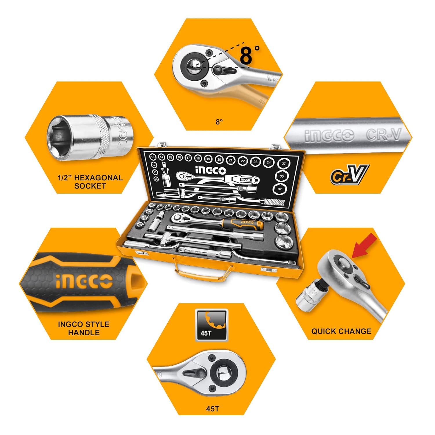 HKTS0243 INGCO 24 PC SOCKET SET
